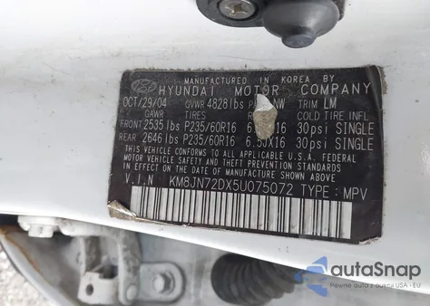 2005 Hyundai Tucson Gls/Lx from USA, damaged, VIN KM8JN72DX5U075072